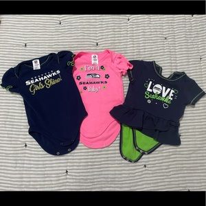 Seattle Seahawks Baby Girl Outfit Bundle